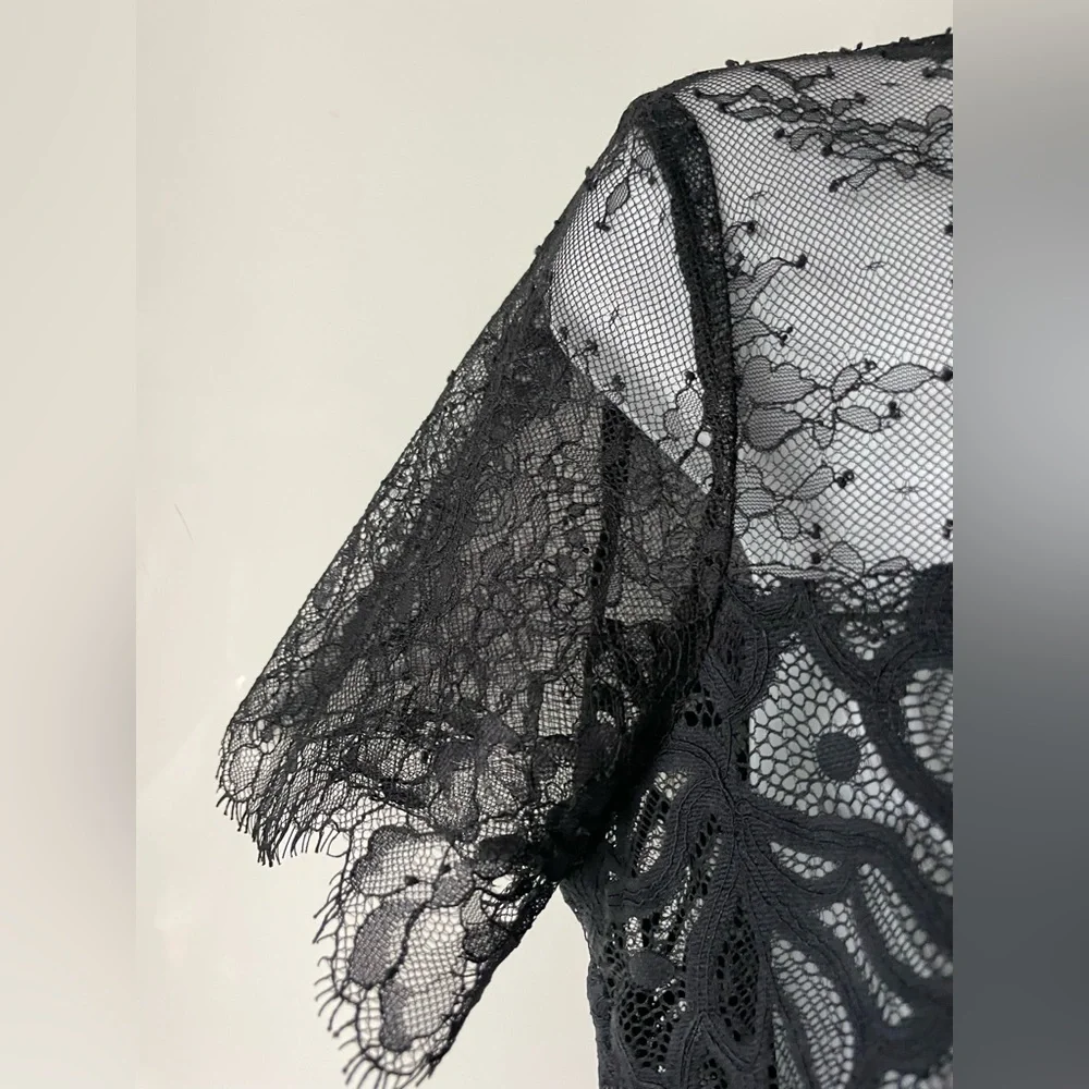 Sandro black lace Peter Pan collar Rosen blouse size 3 - Picture 6 of 7